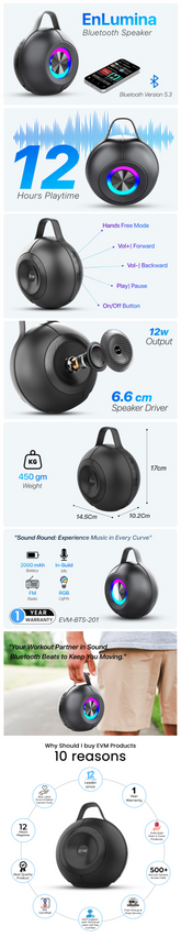 EVM EnLumina Bluetooth Speaker 12W Tws Function EVM-BTS-201